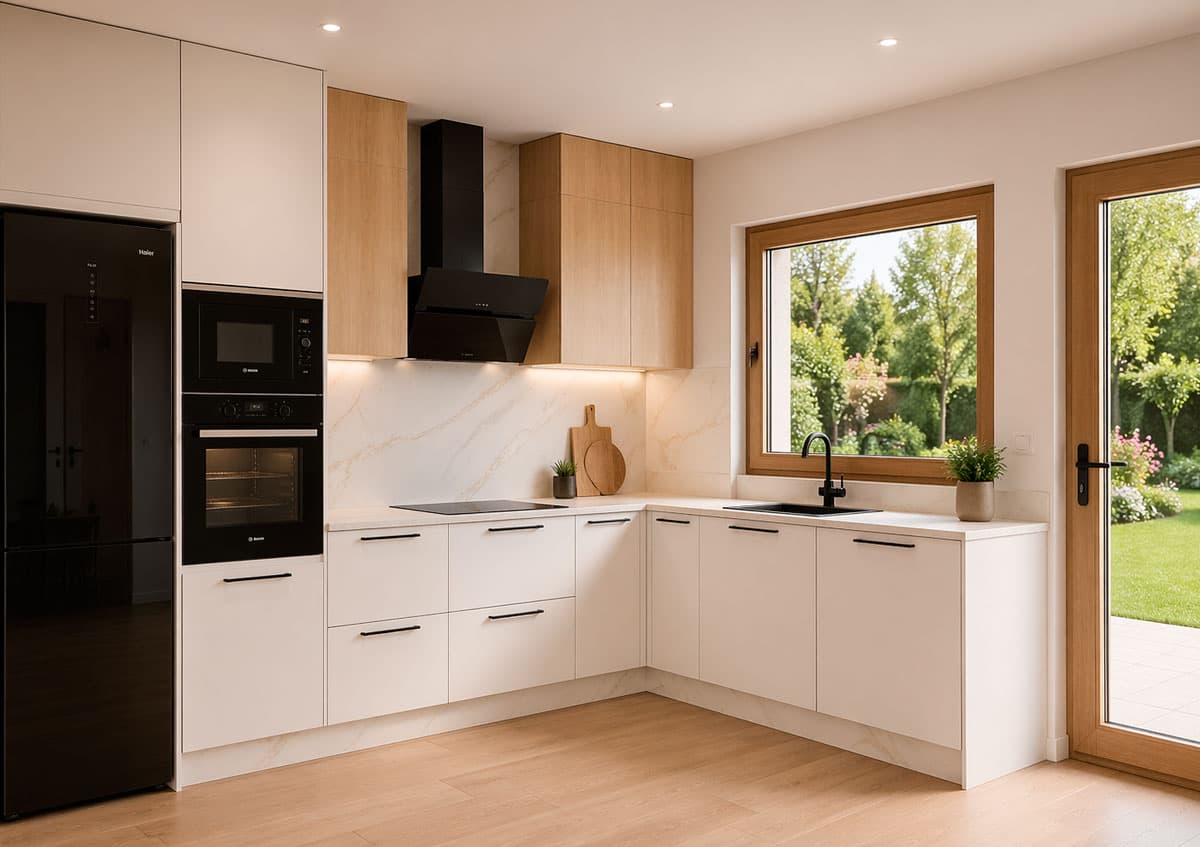 Cocina a medida fabricada por Muebles Ricoy en Noia
