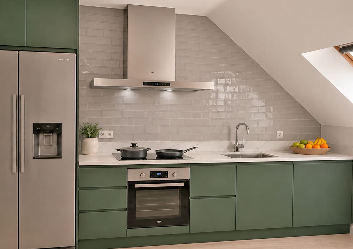 Cocina a medida fabricada por Muebles Ricoy en Noia